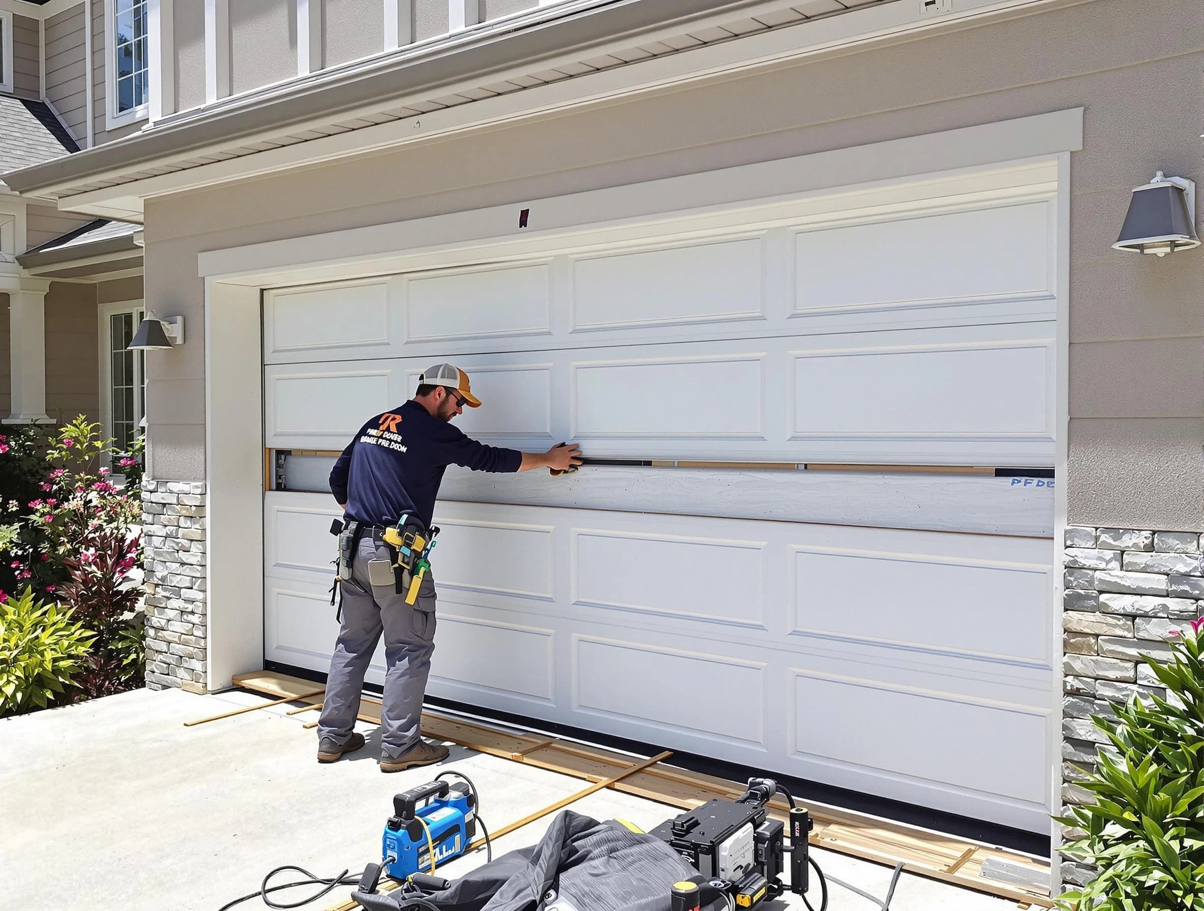 Rostraver Garage Door Repair team performing complete garage door replacement at Rostraver residence