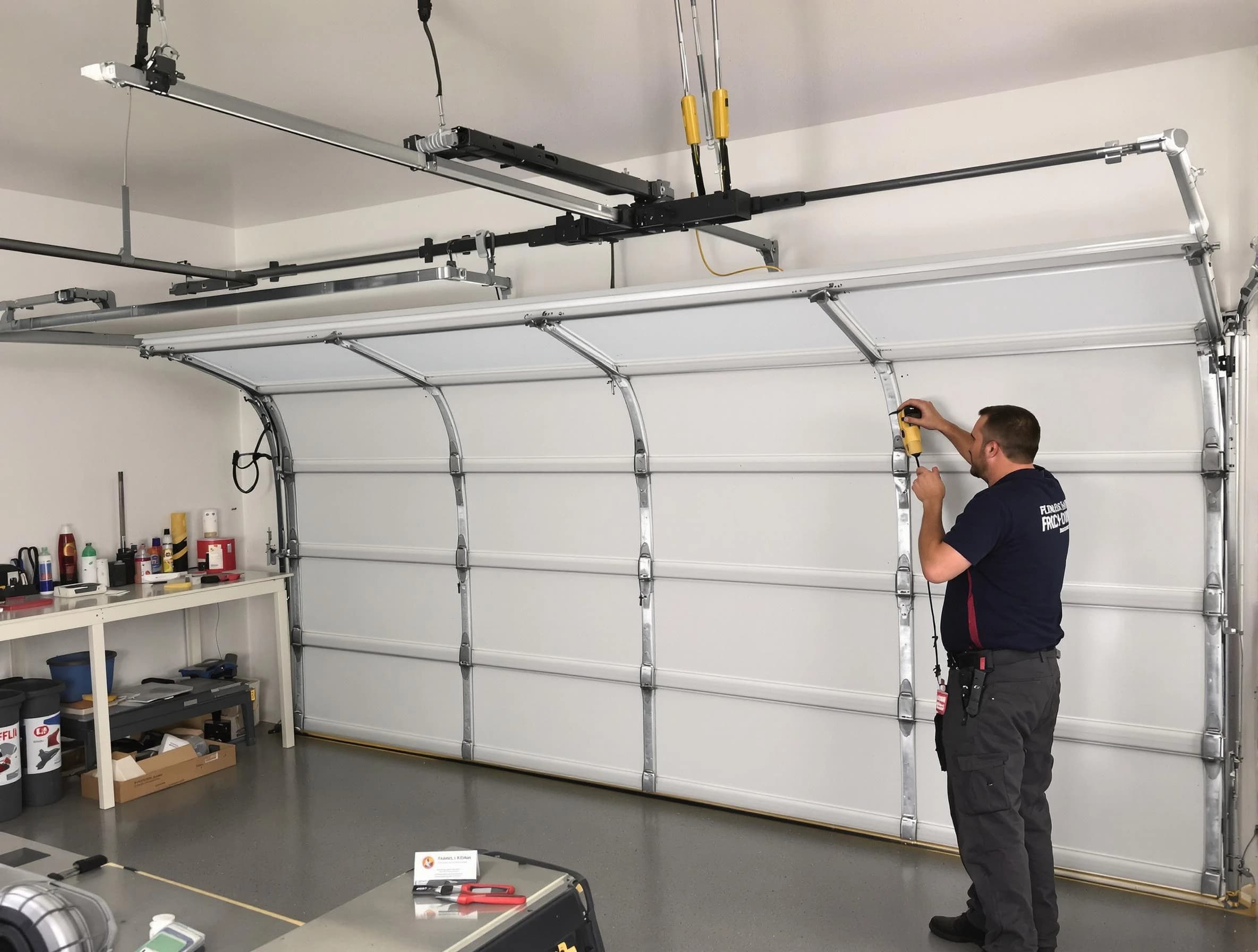 Rostraver Garage Door Repair certified technician performing overhead door system repair in Rostraver