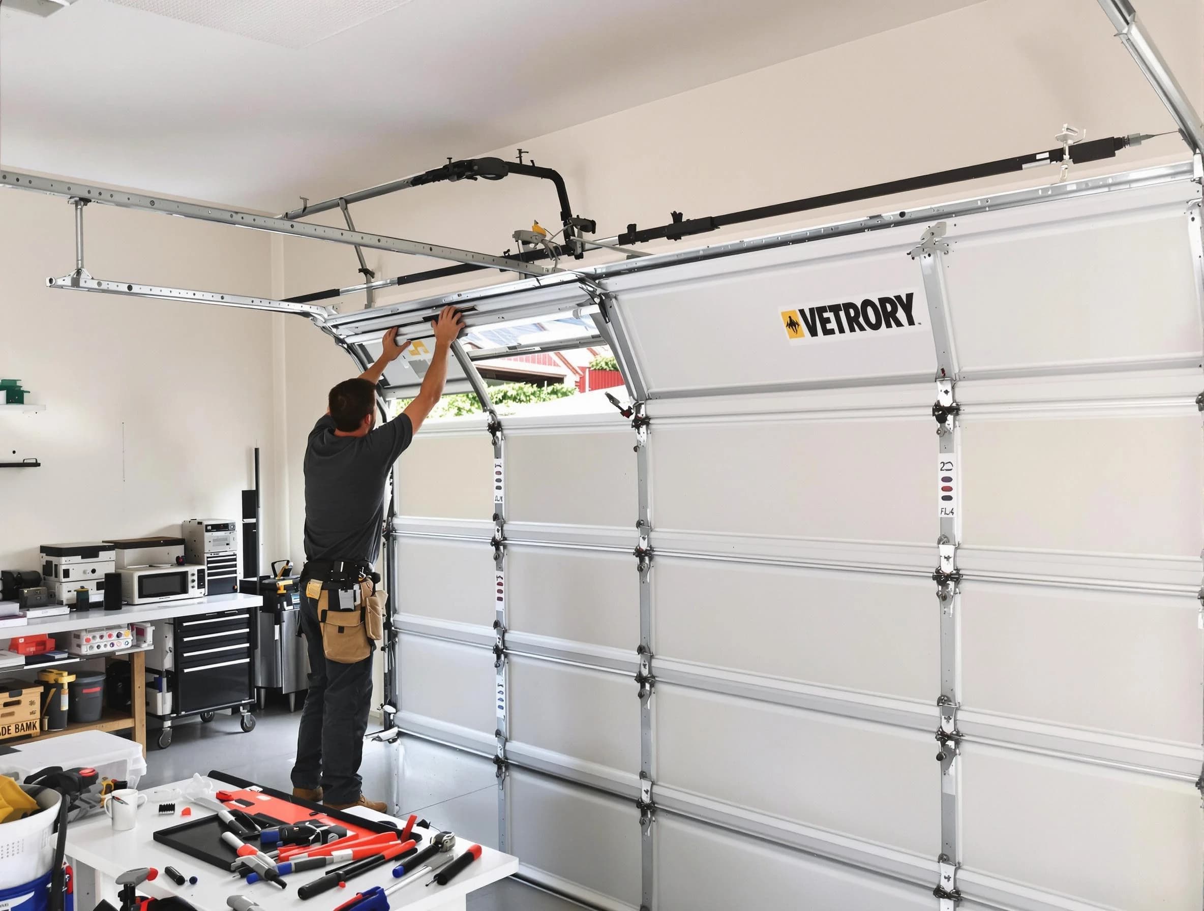 Rostraver Garage Door Repair technician performing section replacement in Rostraver