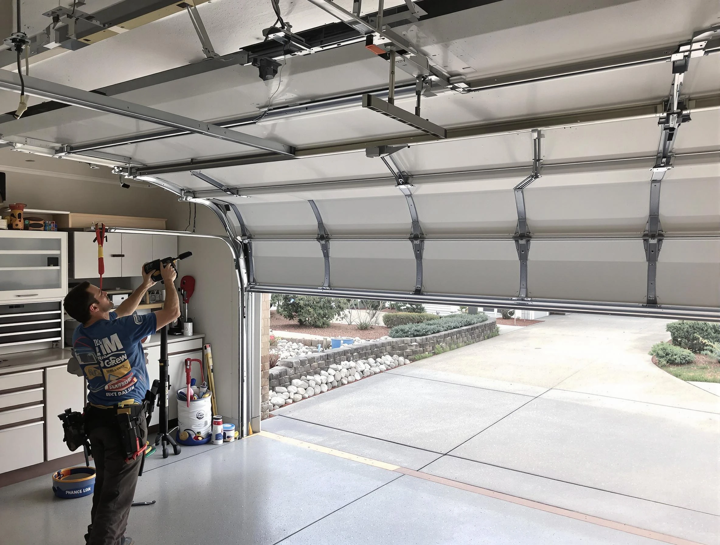 Garage door track repair service by Rostraver Garage Door Repair in Rostraver